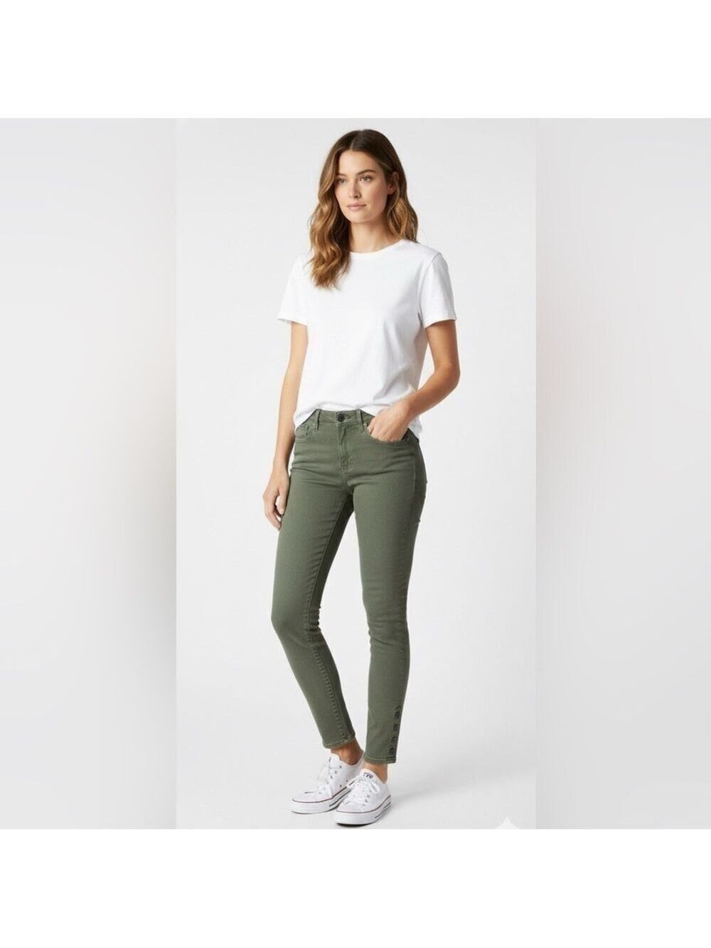 Anthropologie DRIFTWOOD Jackie Green Stretch Denim 5 Pocket Skinny Jeans Sz 25